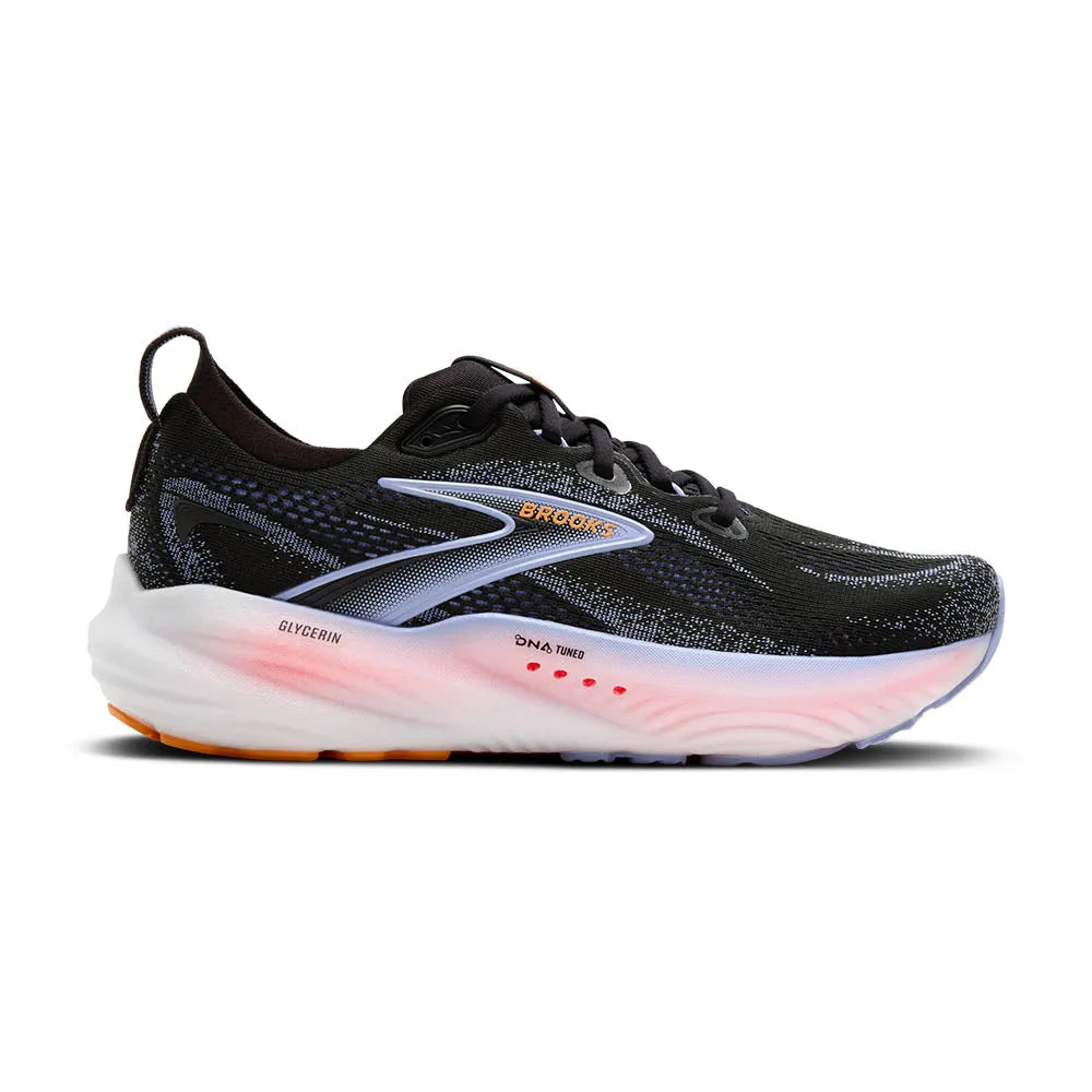 solid - color Brooks Glycerin 22 (Womens) - Black/Blue Heron/Orange