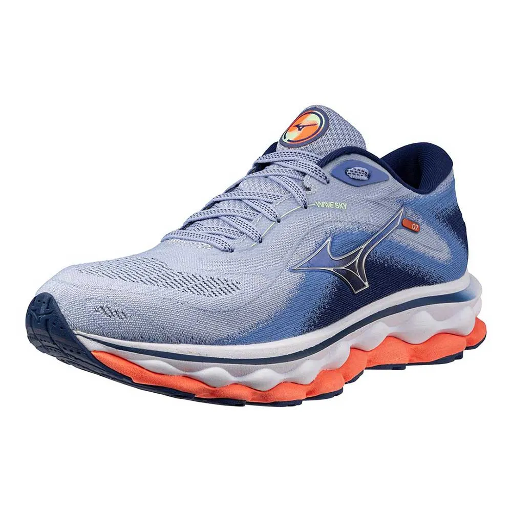 Micro Textured Insole DurableConstruction Women's Wave Sky 7 Running Shoe - Blue Heron/Silver - Regular (B)