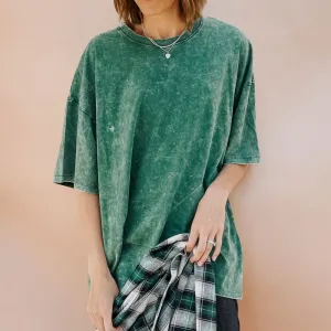 Lainey Oversized Tee - Washed Forest Minimalist fashion stain resistant coating