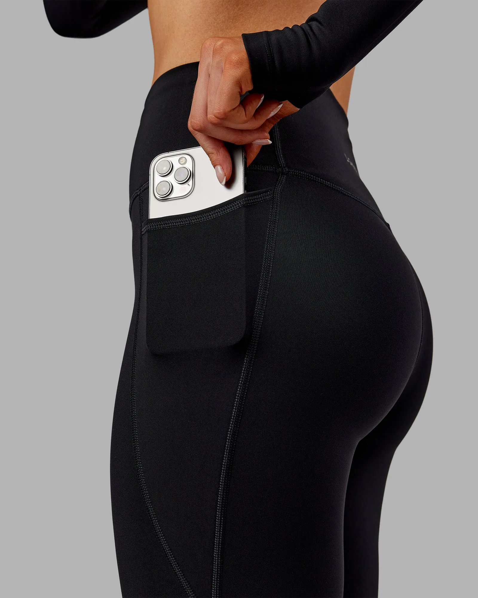 All Ages Travel Outfit Postpartum Fit Slim Fit Fusion Thermal Ultra High-Rise 7/8 Legging Pockets - Black