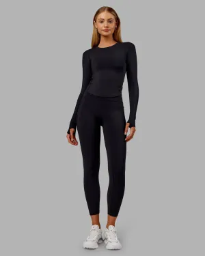 Fusion Thermal Ultra High-Rise 7/8 Legging Pockets - Black Breathable Fabric Maternity Wear Breathable Mesh Panels