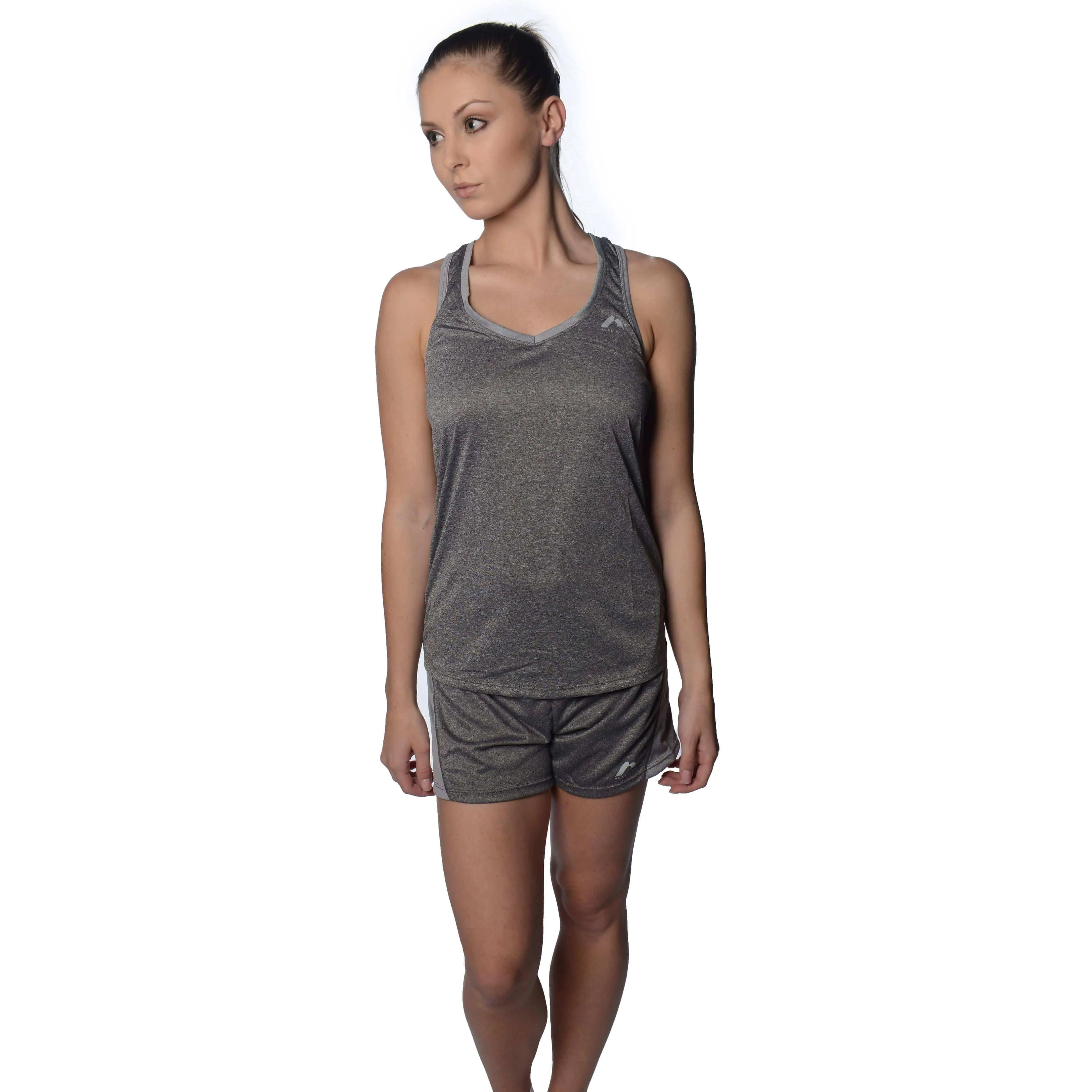 Sweat Wicking Channels Moisture Wicking Finish More Mile Marl Jersey Womens Training Shorts - Grey