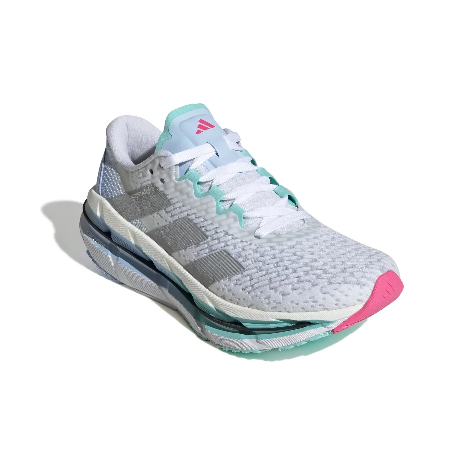 Women's Adistar BYD Running Shoes Cloud White / Silver Metallic / Flash Aqua running in a fumarole area shoes Outdoor Activity