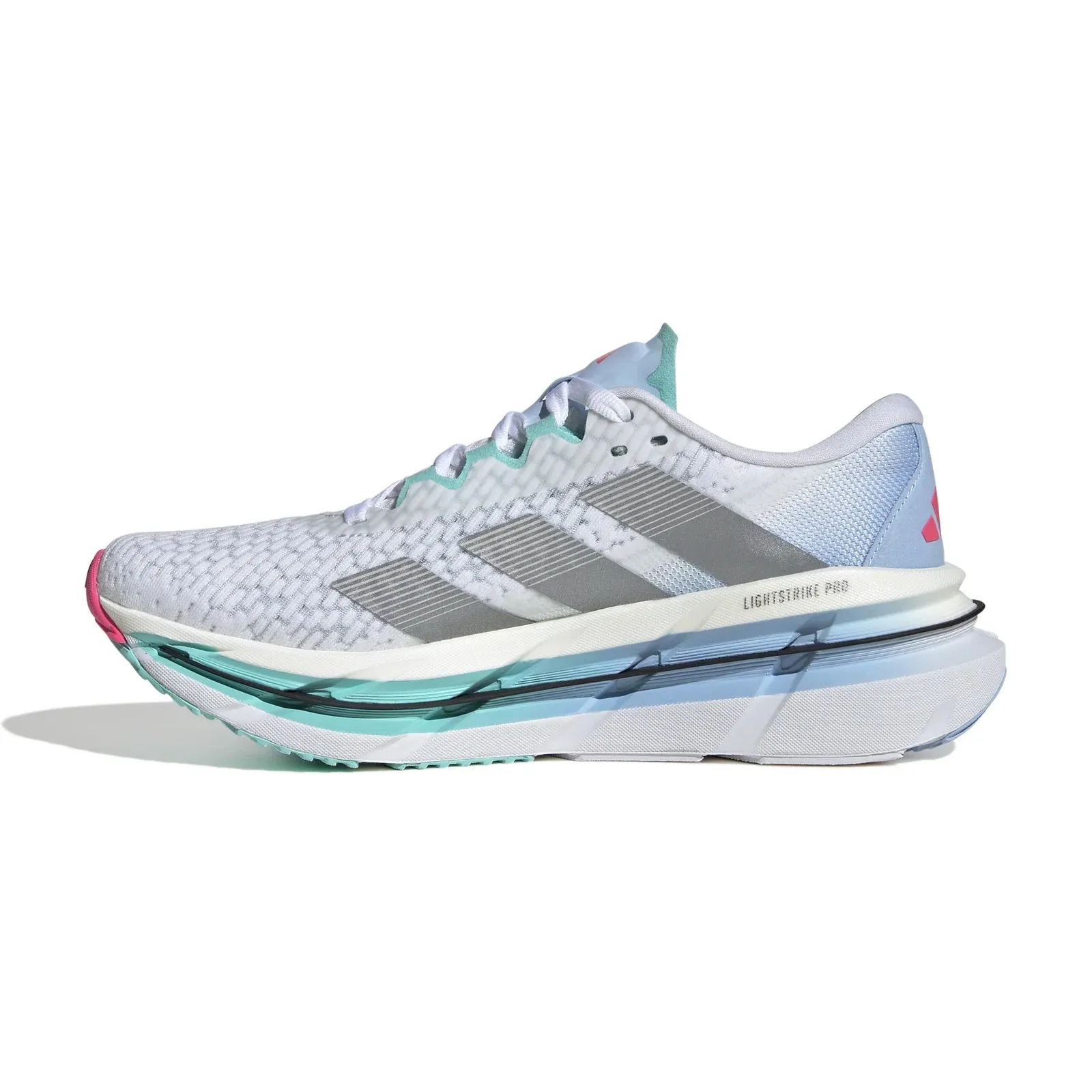 Women's Adistar BYD Running Shoes Cloud White / Silver Metallic / Flash Aqua Pronation Control