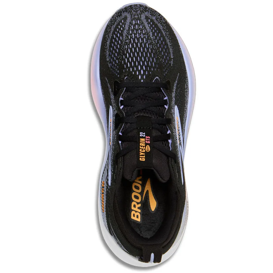 State - of - the - art leather - lining shoes Women's Glycerin GTS 22 Running Shoes Black / Blue Heron / Orange