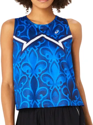 Communication - enabled Antibacterial Fiber Blend Asics Nation Womens Running Vest Tank Top - Blue
