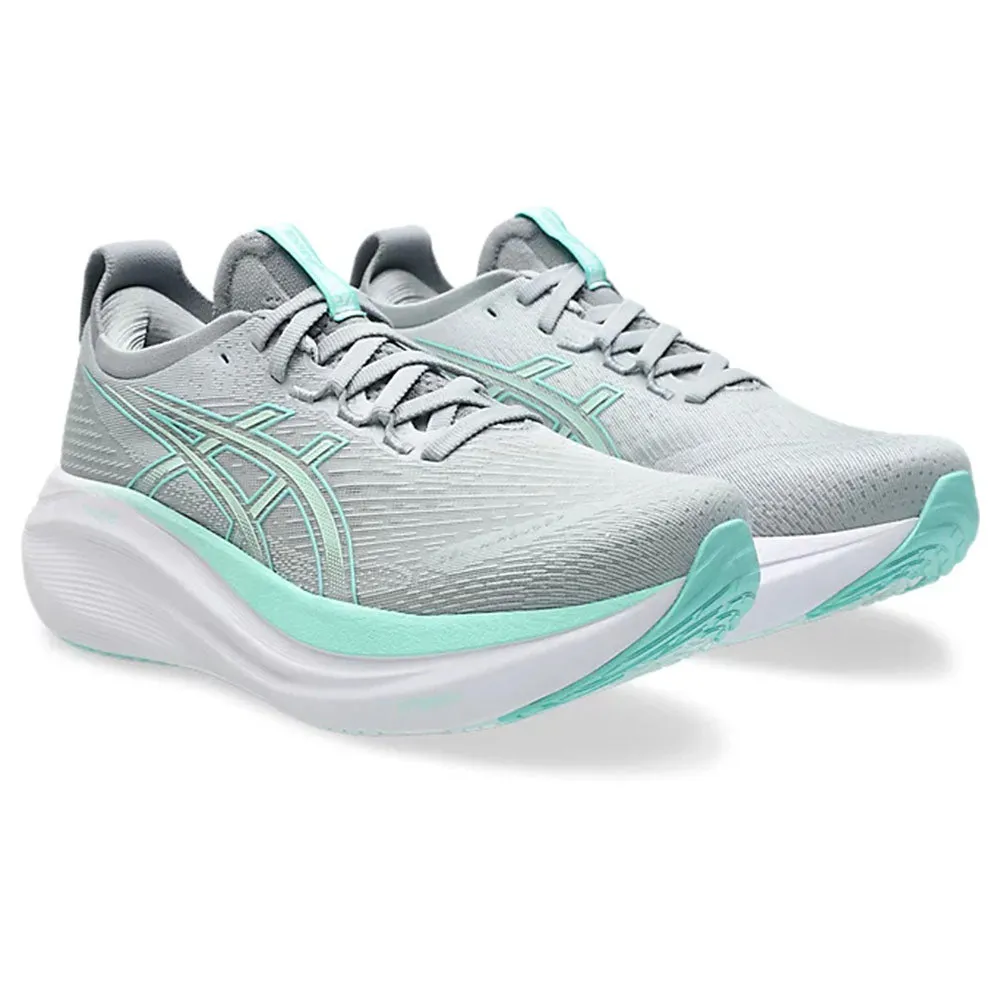 W Gel-Nimbus 27 (B) - Piedmont Grey/Illuminate Mint thermal upper shoes outdoor adventurers