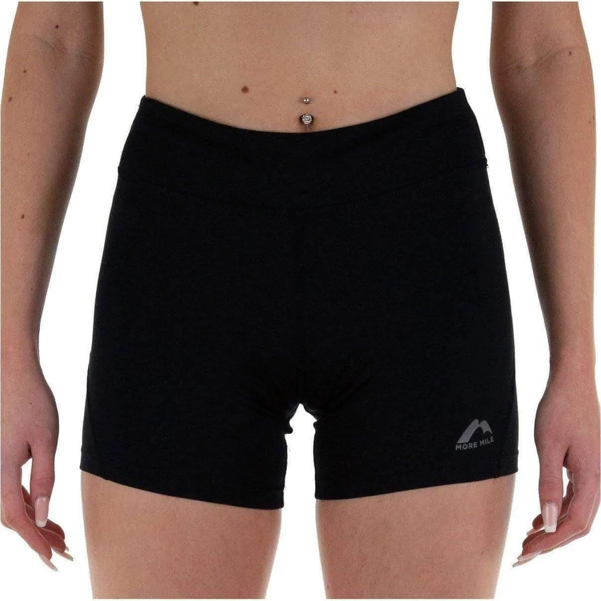 Classic Cut Chafe Resistant Edges More Mile Biker Womens Short Running Tights - Black