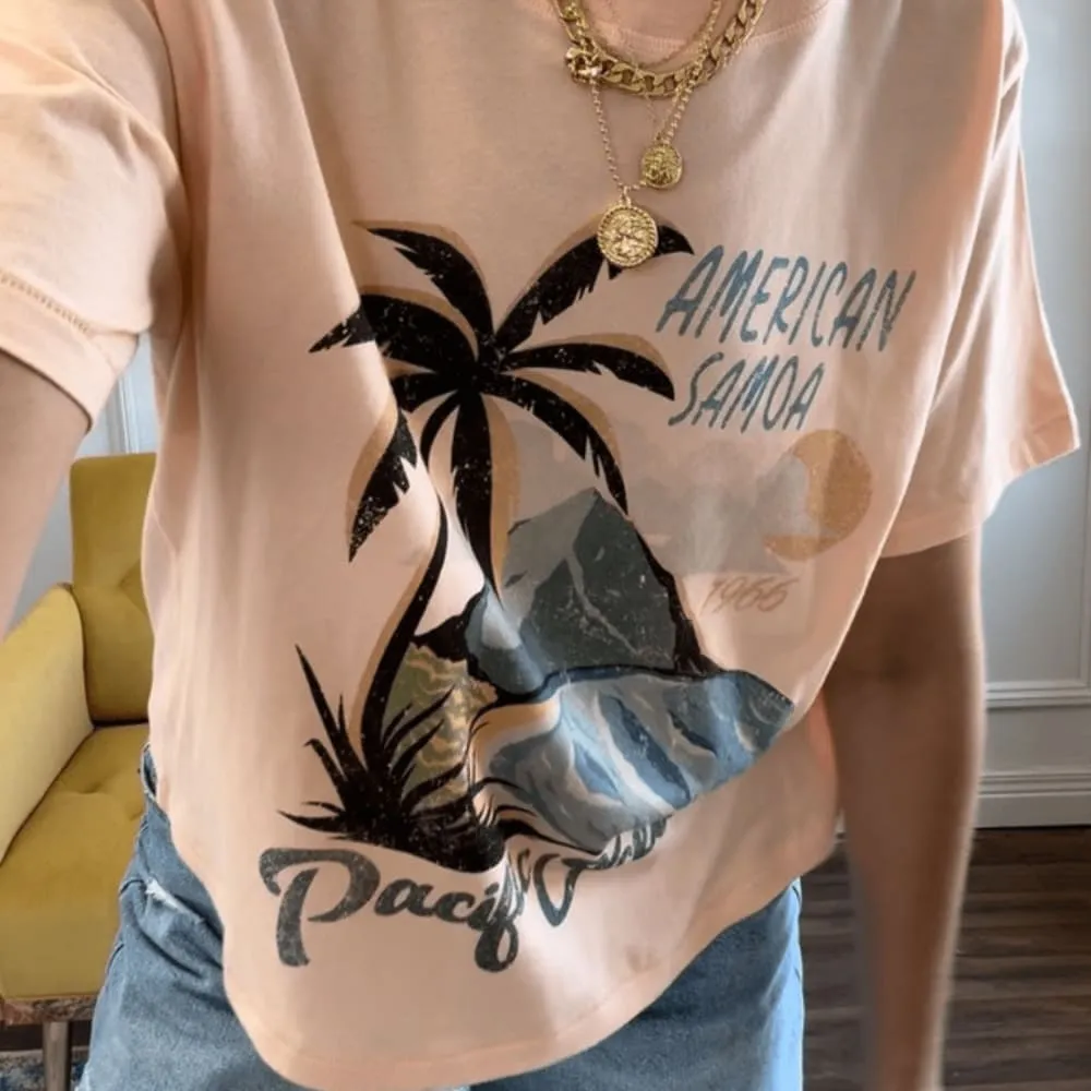 American Samoa Relaxed Boxy Tee Quick Dry Fabric