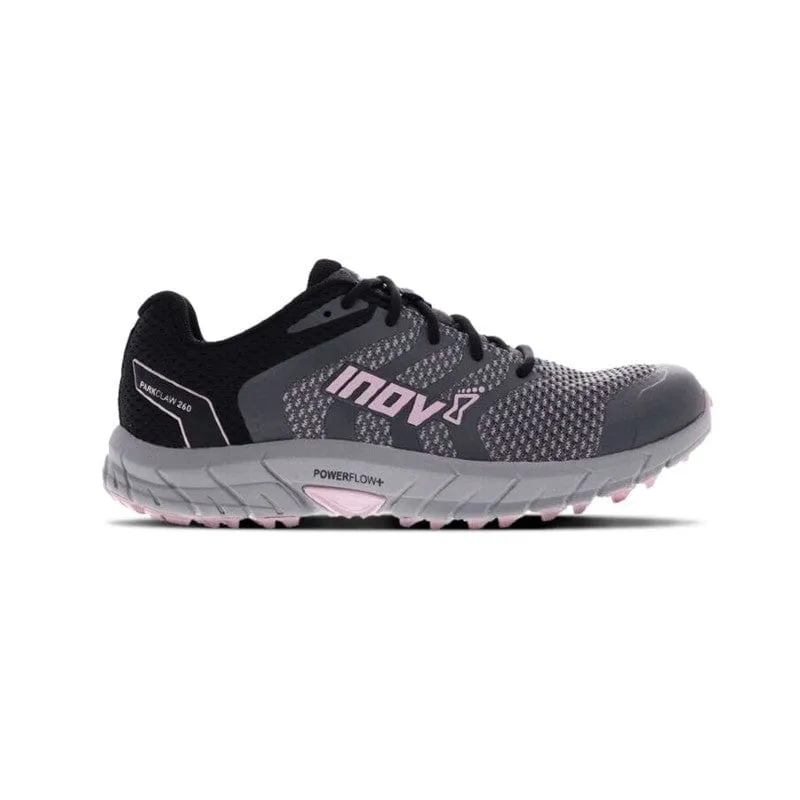 Inov8 Parkclaw 260 Knit (Women's) - Grey/Black/Pink challenging terrain shoes Asymmetric Support Structure