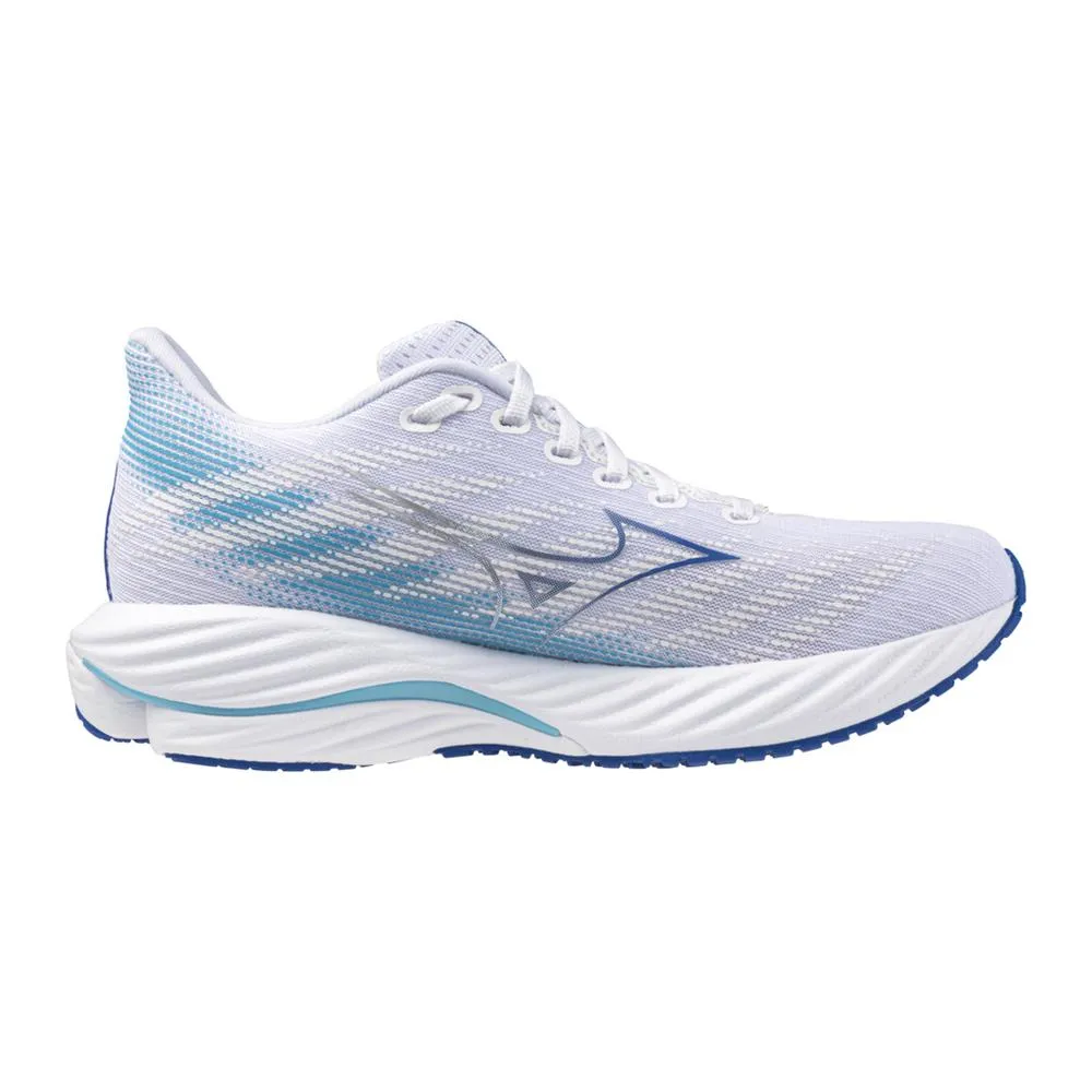 high - arch support shoes Women's Wave Rider 28 Running Shoe - White/ Mugen Blue - Regular (B)