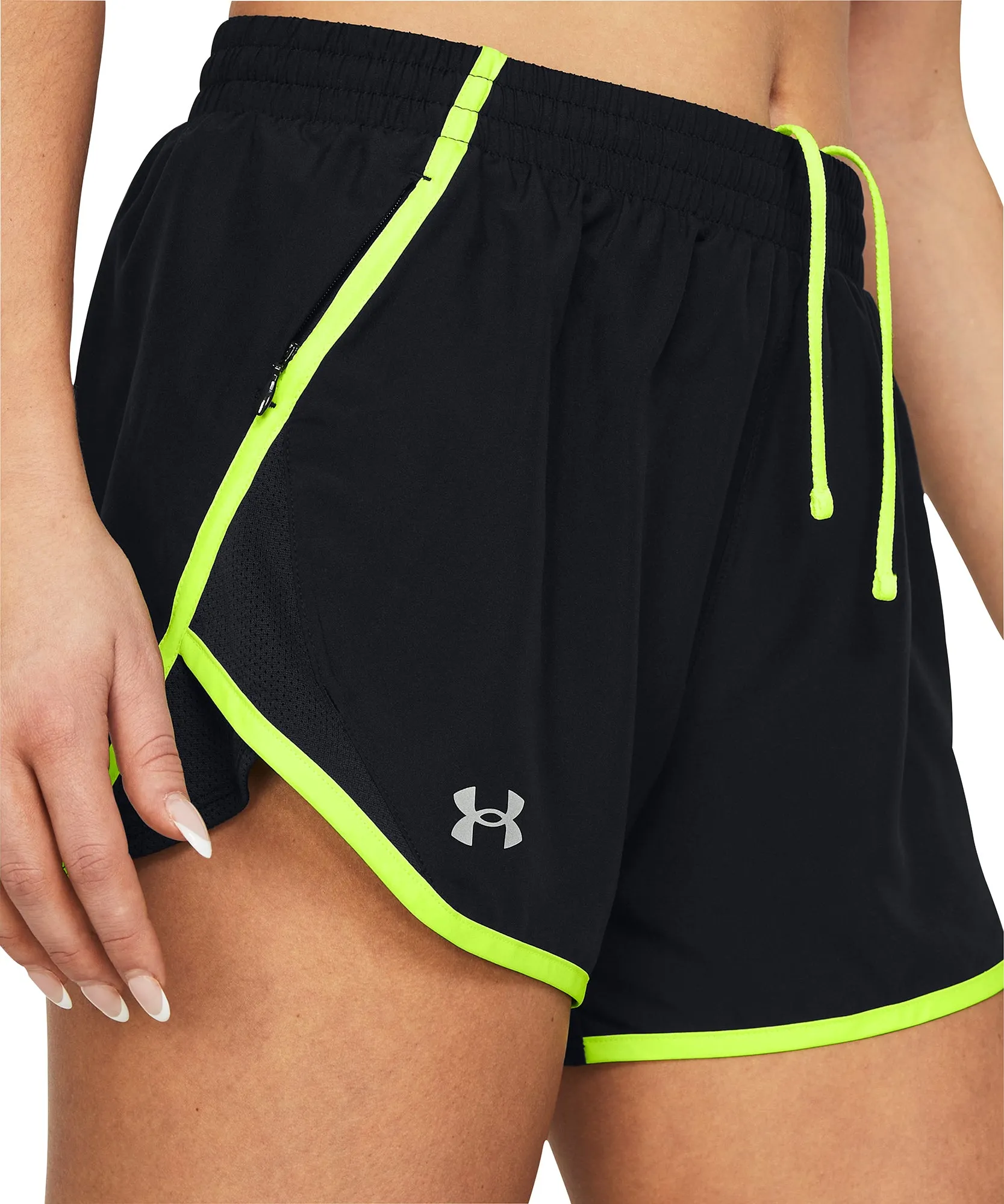 Wrinkle Resistant Treatment Under Armour Fly By 3 Inch Womens Running Shorts - Black