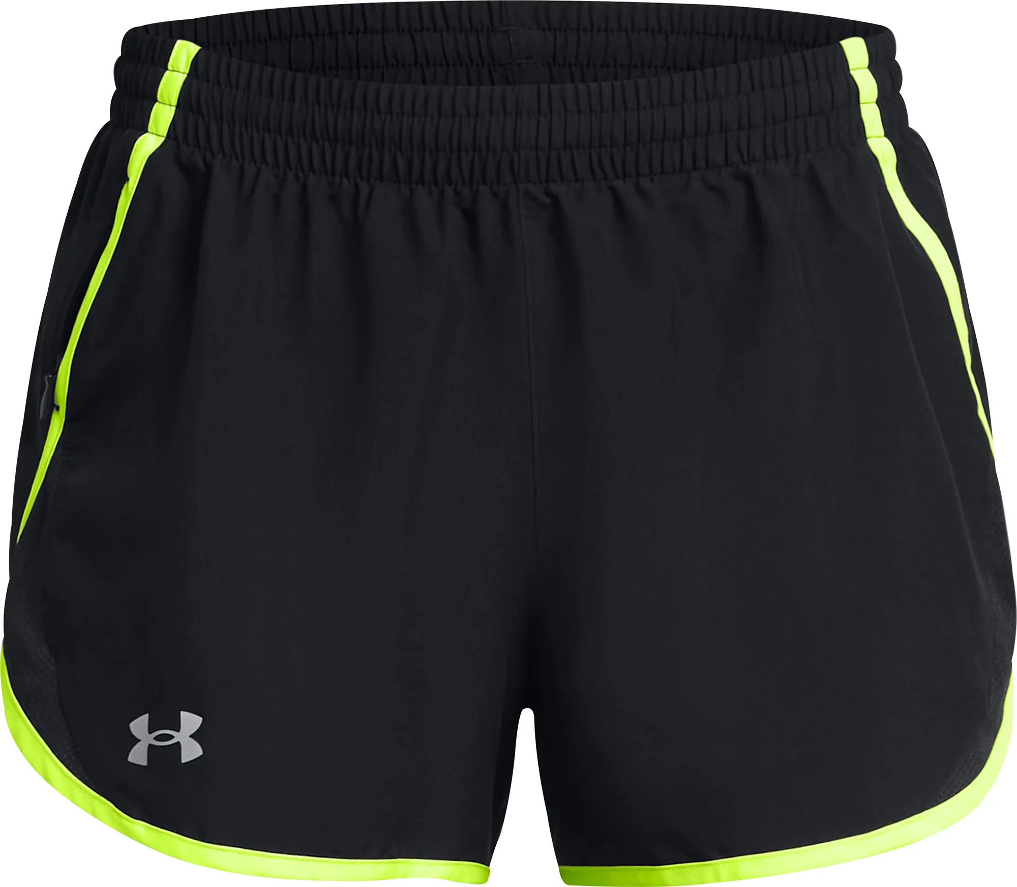 Heat Ready Flatlock Seam Technology Under Armour Fly By 3 Inch Womens Running Shorts - Black