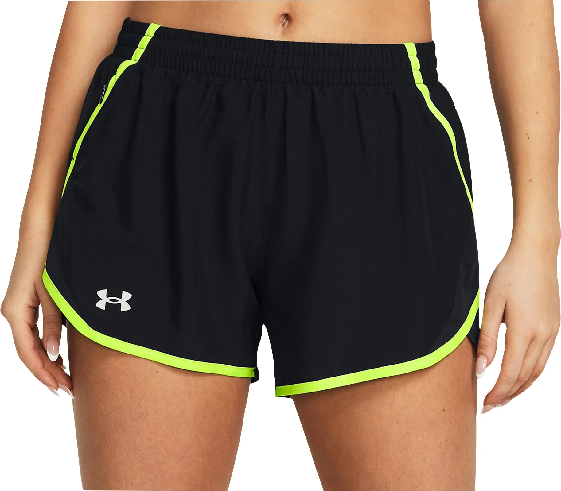 Under Armour Fly By 3 Inch Womens Running Shorts - Black Glide On Waist System