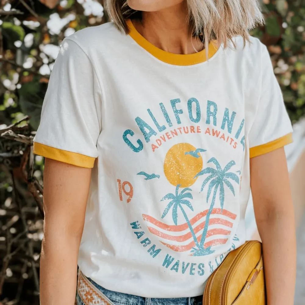 Quick Fit Stretch Lightweight Material California 1987 Ringer Tee