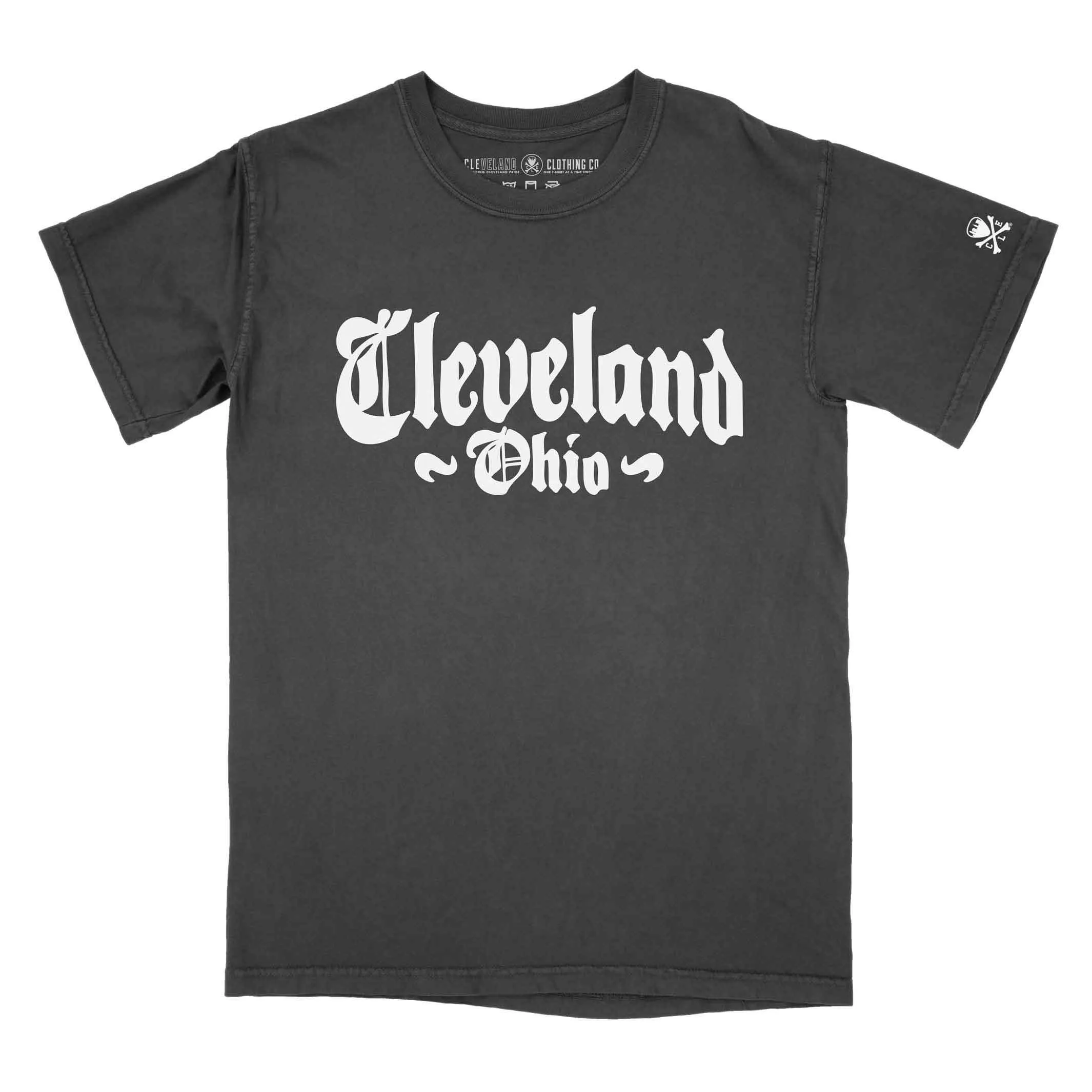 funky Cleveland Black Letter - Mens/Unisex Crew T-Shirt