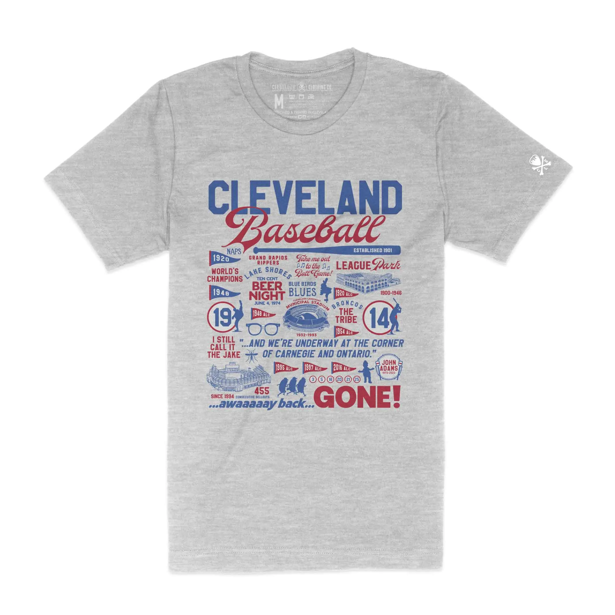 Cleveland Baseball History Collage - Mens/Unisex T-Shirt Layered Sleeve Construction