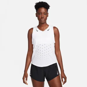 Women's AeroSwift DRI-FIT ADV Running Singlet (100 - White/Black) Music Mood