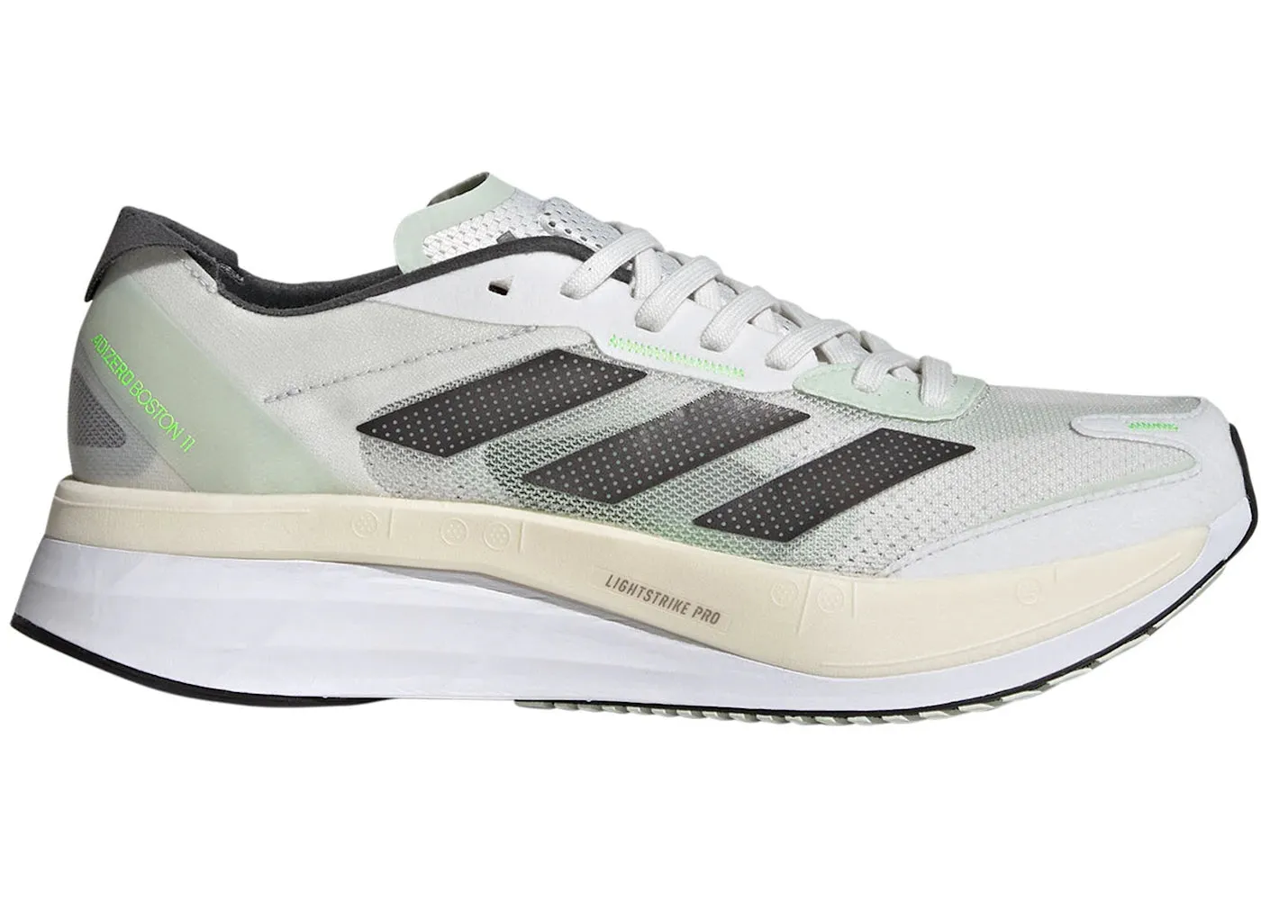 Adidas Adizero Boston 11 Crystal White Linen Green Smooth Lines
