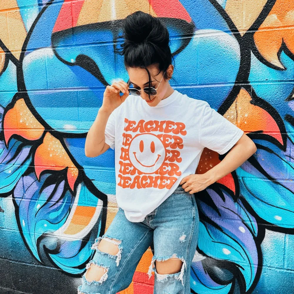 dry cleanable Relaxed and Easy Teacher Smiley