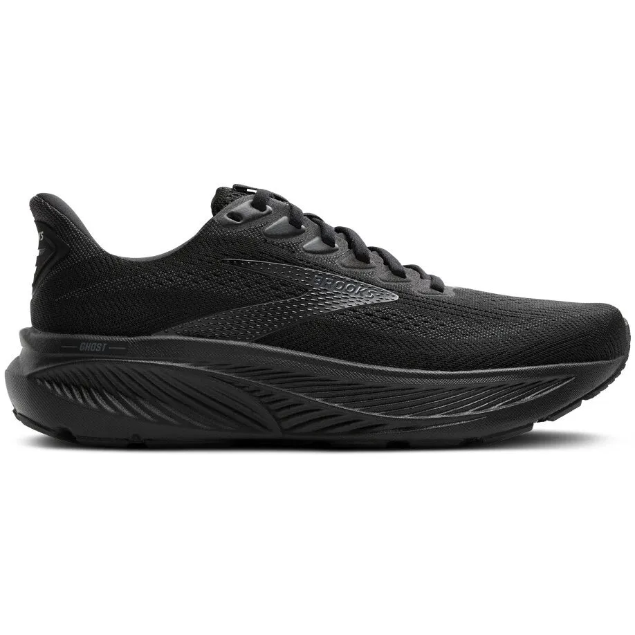 Women's Ghost 17 Wide Fit Running Shoes Black / Black / Ebony Elastic running for a way to stay centered