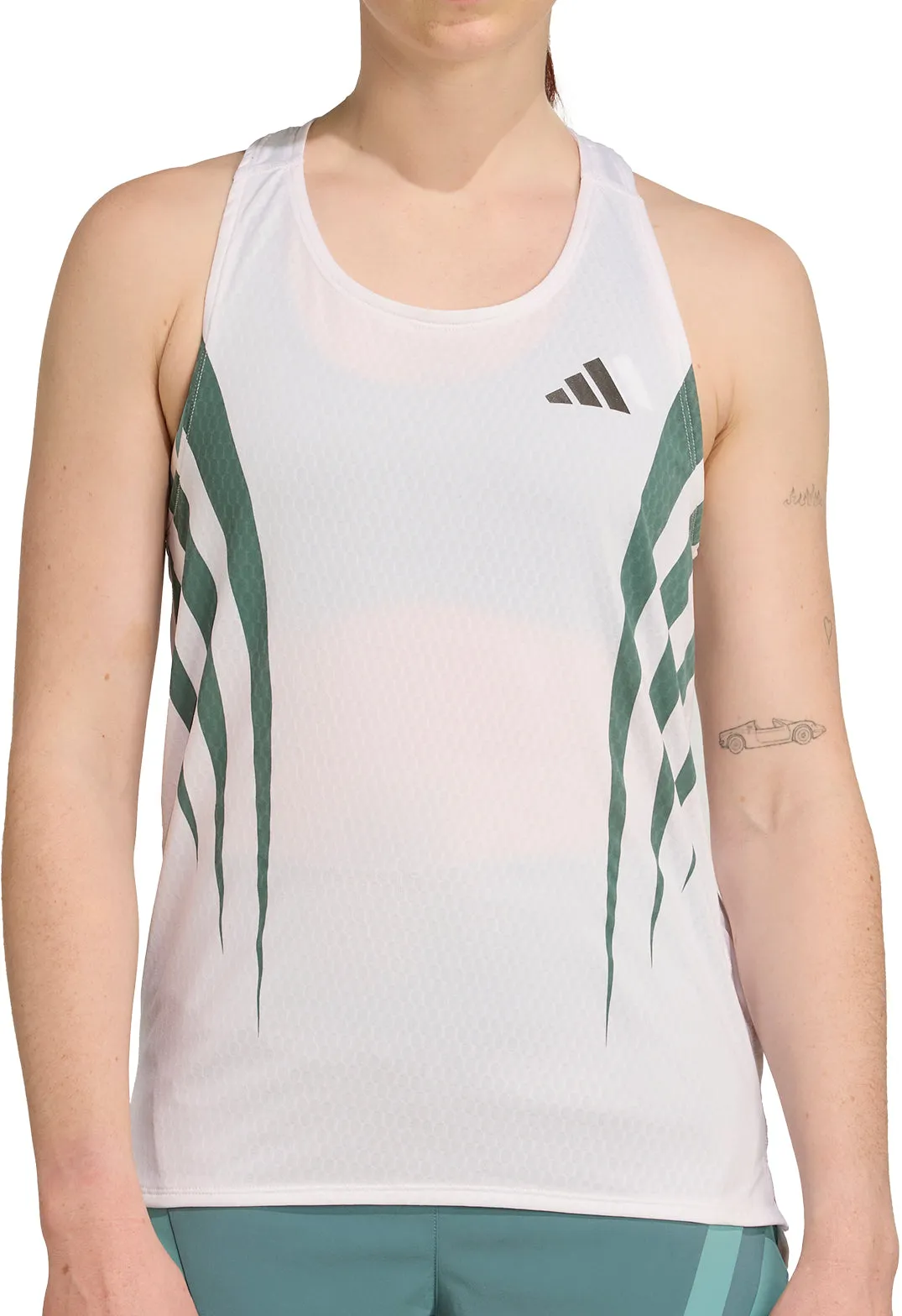 sonar detection adidas Adizero Archive Womens Running Vest Tank Top - White