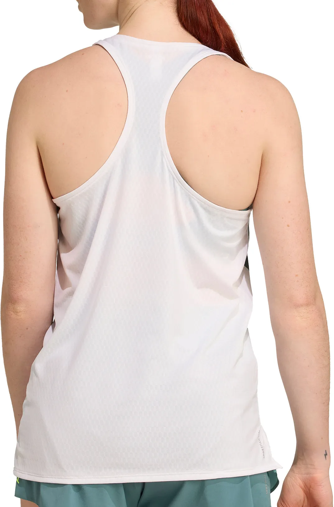 Sublimation Print adidas Adizero Archive Womens Running Vest Tank Top - White