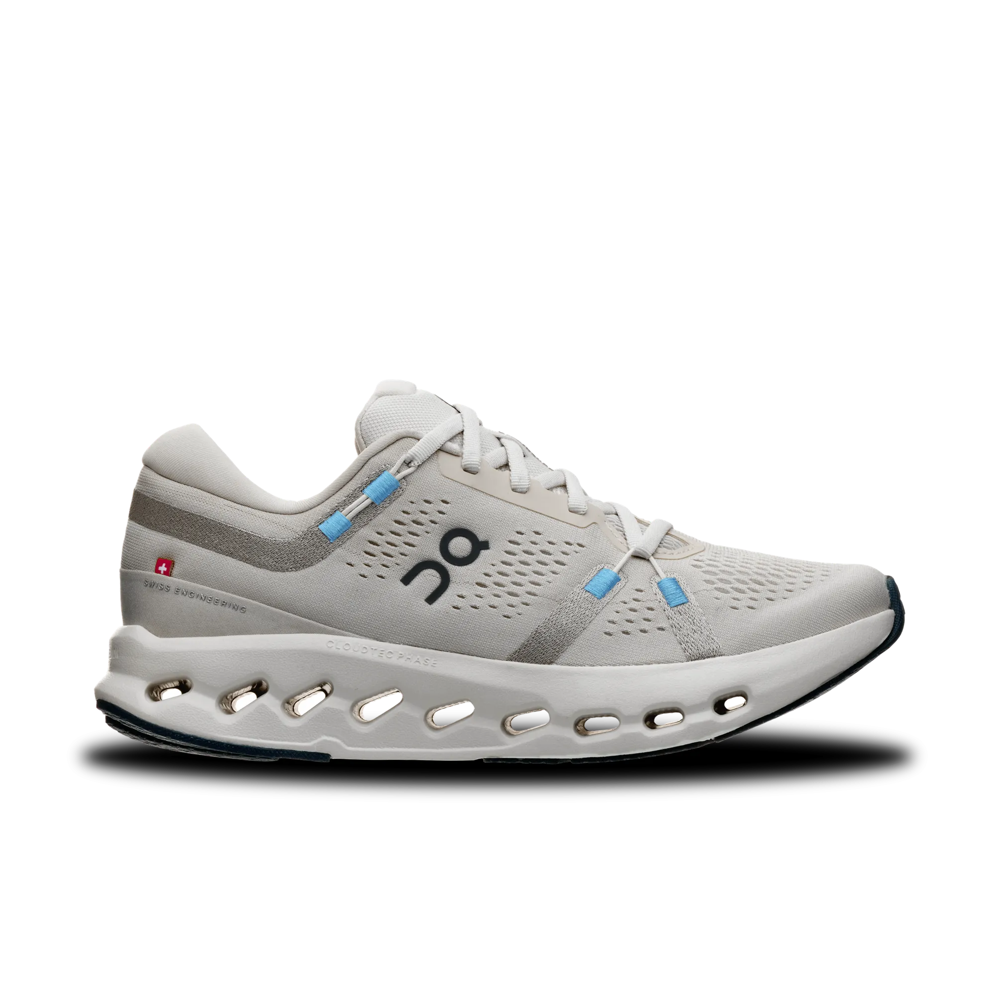 On Running | Cloudsurfer 2 | Women's | Pearl/Ivory running on an indoor track shoes Aero Dynamic Ventilation