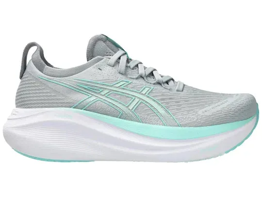 Asics | Gel-Nimbus 27 | Women's | Piedmont Grey/Illuminate Mint Midfoot Brace baseball shoes