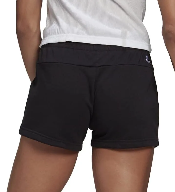 adidas Essentials Slim Logo Womens Training Shorts - Black Flexible Waistline