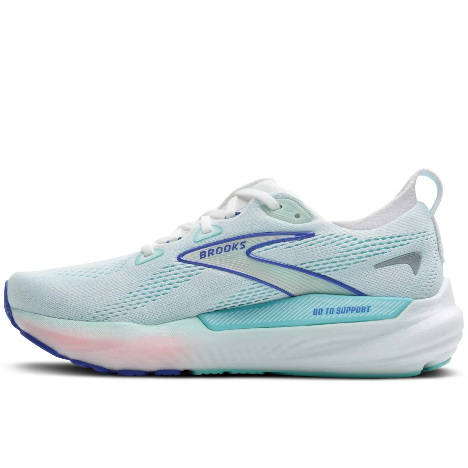 SlimFit running with a flexible outsole Women's Glycerin GTS 22 Running Shoes White / Limpet Shell / Amparo Blue