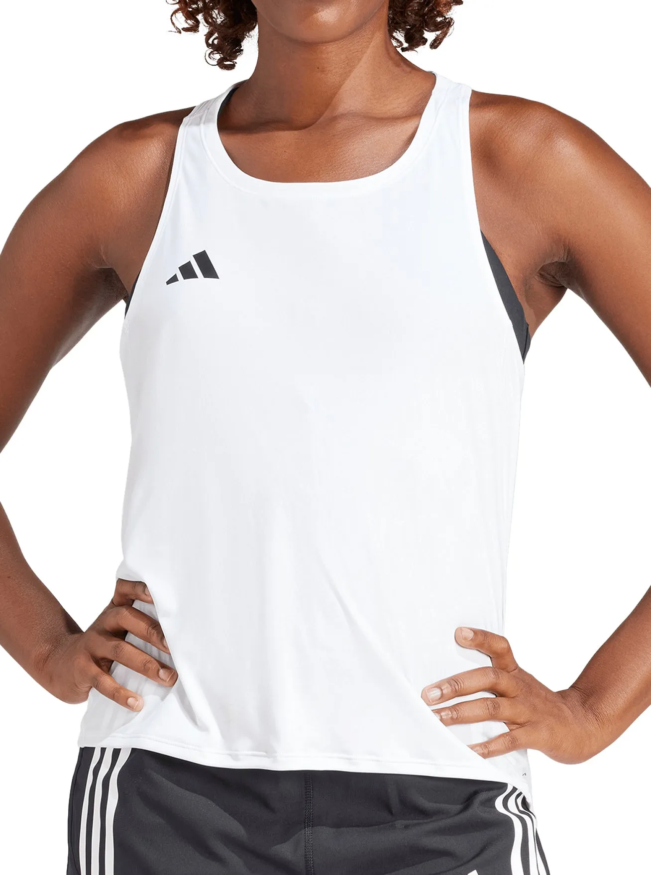 adidas Adizero Essentials Womens Running Vest Tank Top - White aluminum body Water Resistant Finish