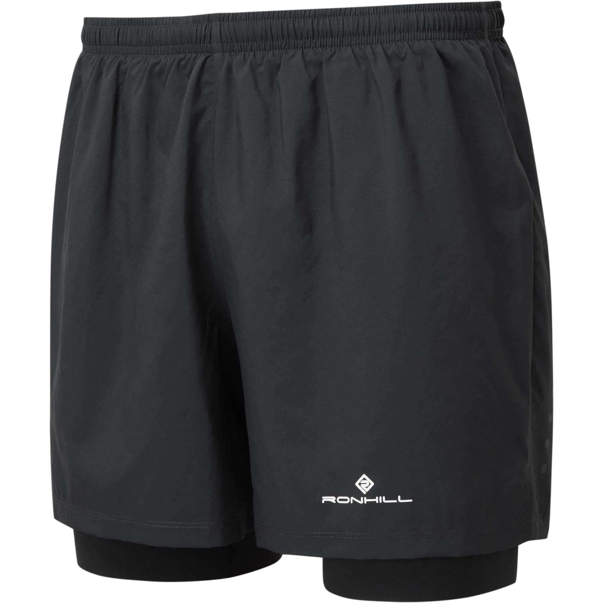 Ronhill Core Twin 2 In 1 Mens Running Shorts - Black Stay Fresh Fitness Look