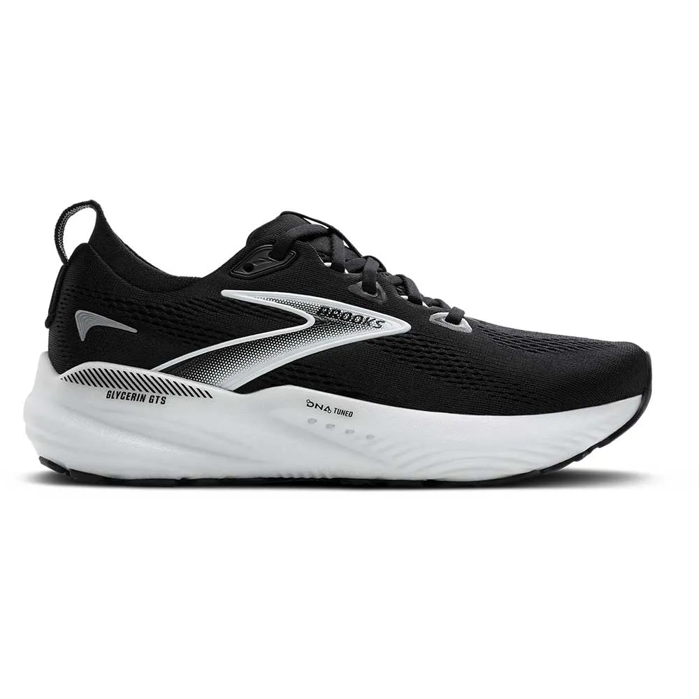Women's Glycerin GTS 22 Running Shoe - Black/Grey/White - Regular (B) Thermoregulating Interior elastic - band running shoes