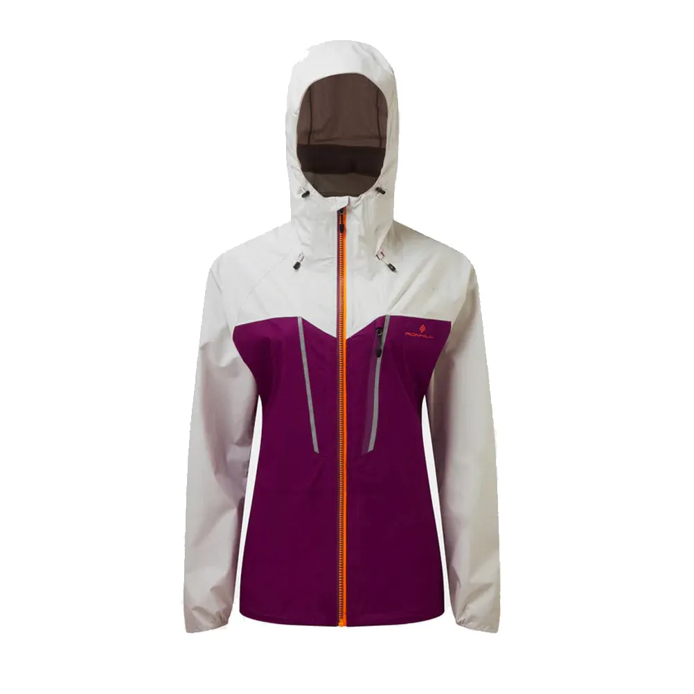 Adjustable Drawstring Waist Functional Detail Ronhill Tech Fortify Women's Running Jacket - Grape/Limestone