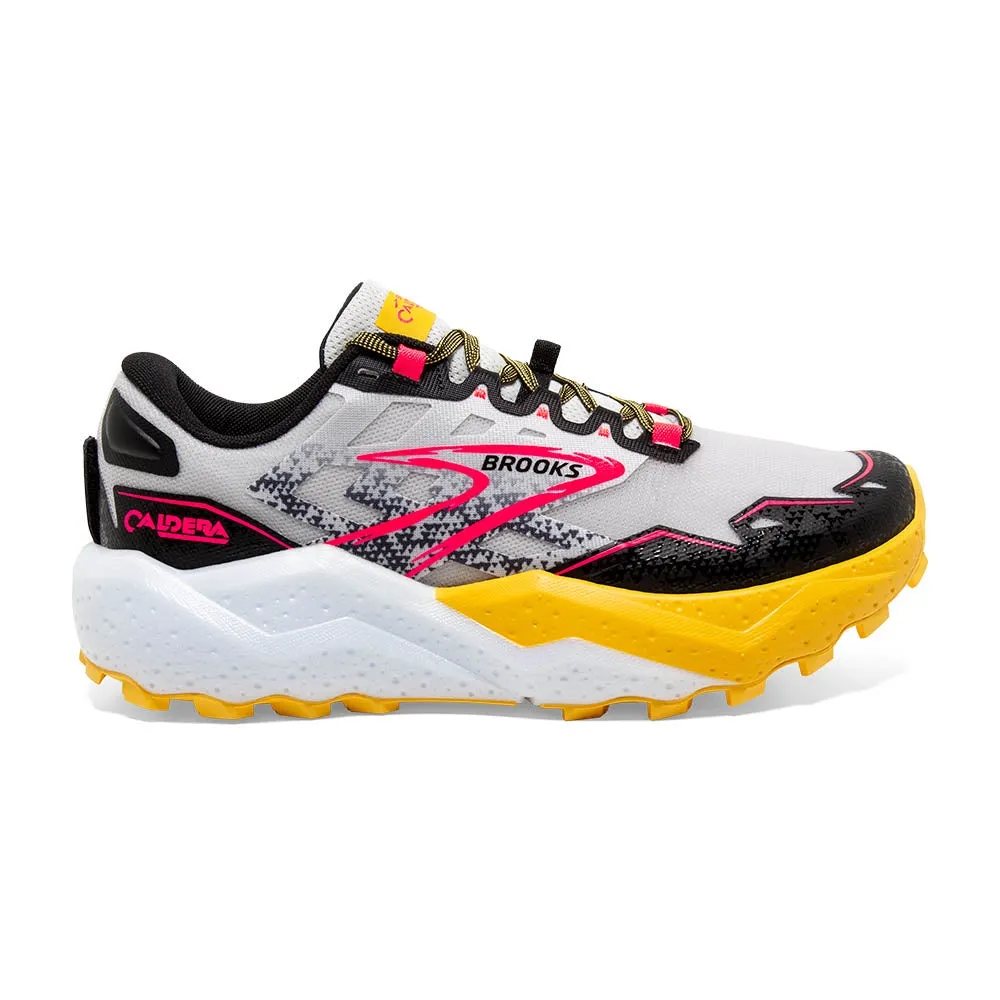Brooks Caldera 7 (Womens) - Lunar Rock/Lemon Chrome/Black Flexible Toe Box Adjustable Gaiter Compatibility