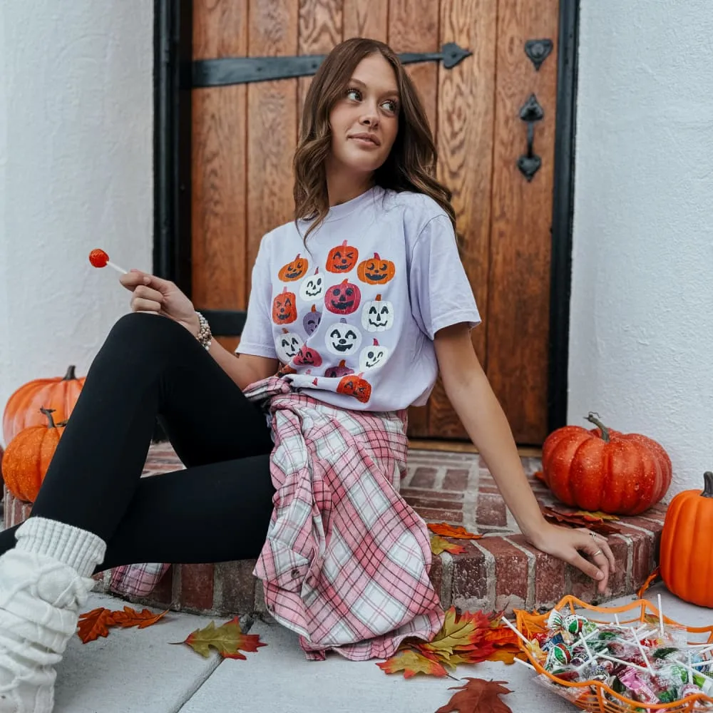 Breathable Fit Wear Colorful Pumpkins Tee - Orchid