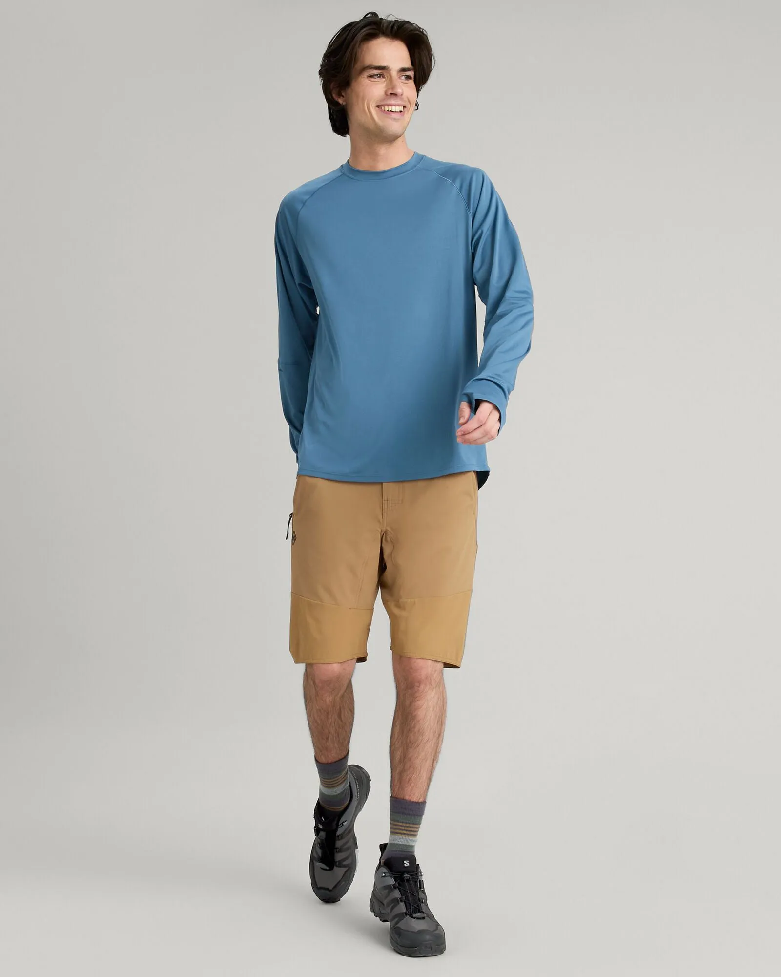 Men's SUN-Stopper Long Sleeve Top - Steel Blue Active Wear Look Casual Layering