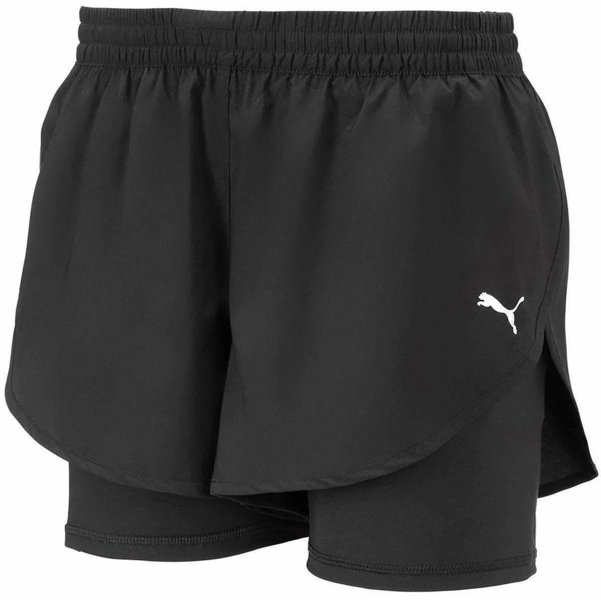 Puma Woven 2 In 1 Womens Running Shorts - Black Fun Patterns Chill Comfort Design