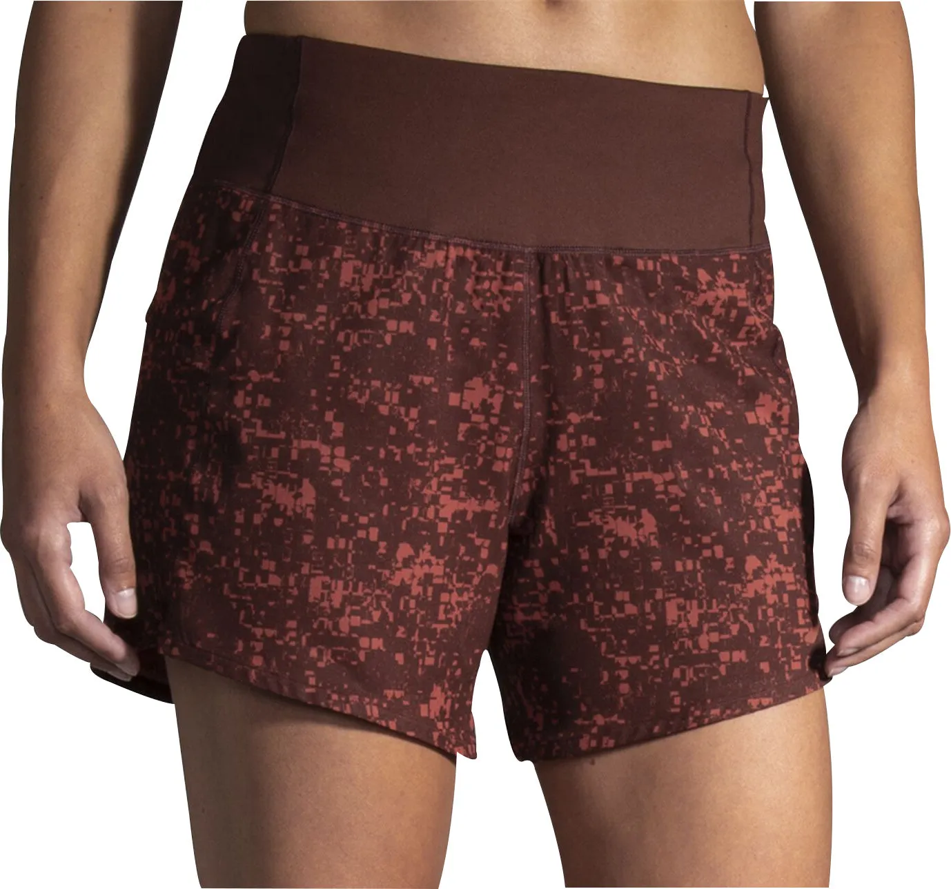 Brooks Chaser 5 Inch Womens Running Shorts - Red Wrinkle Free Weave Chafe Free Edging