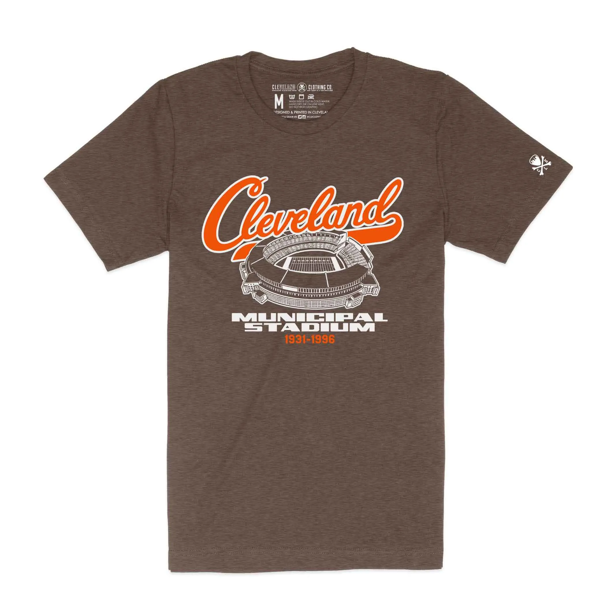 Municipal Stadium - Brown/Orange - Mens/Unisex Crew T-Shirt Stretch Fabric