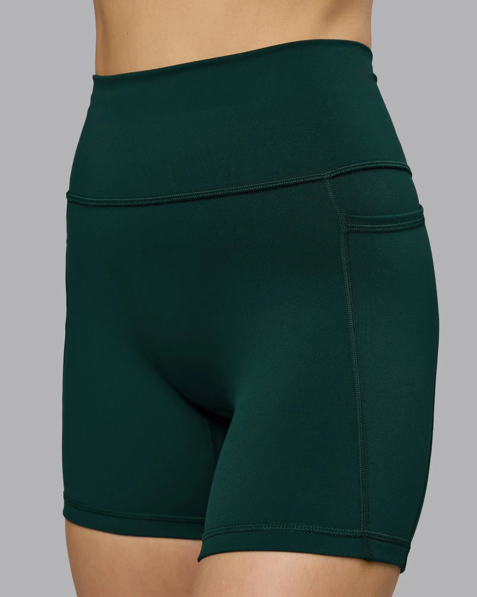 For Kids Yoga Class Modern Look Fusion Ultra High-Rise 6" Short Pockets - Dark Moss