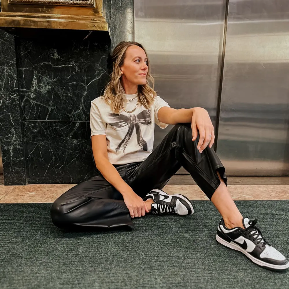 Grunge Black Bow Tee Travel Comfort Cozy Apparel