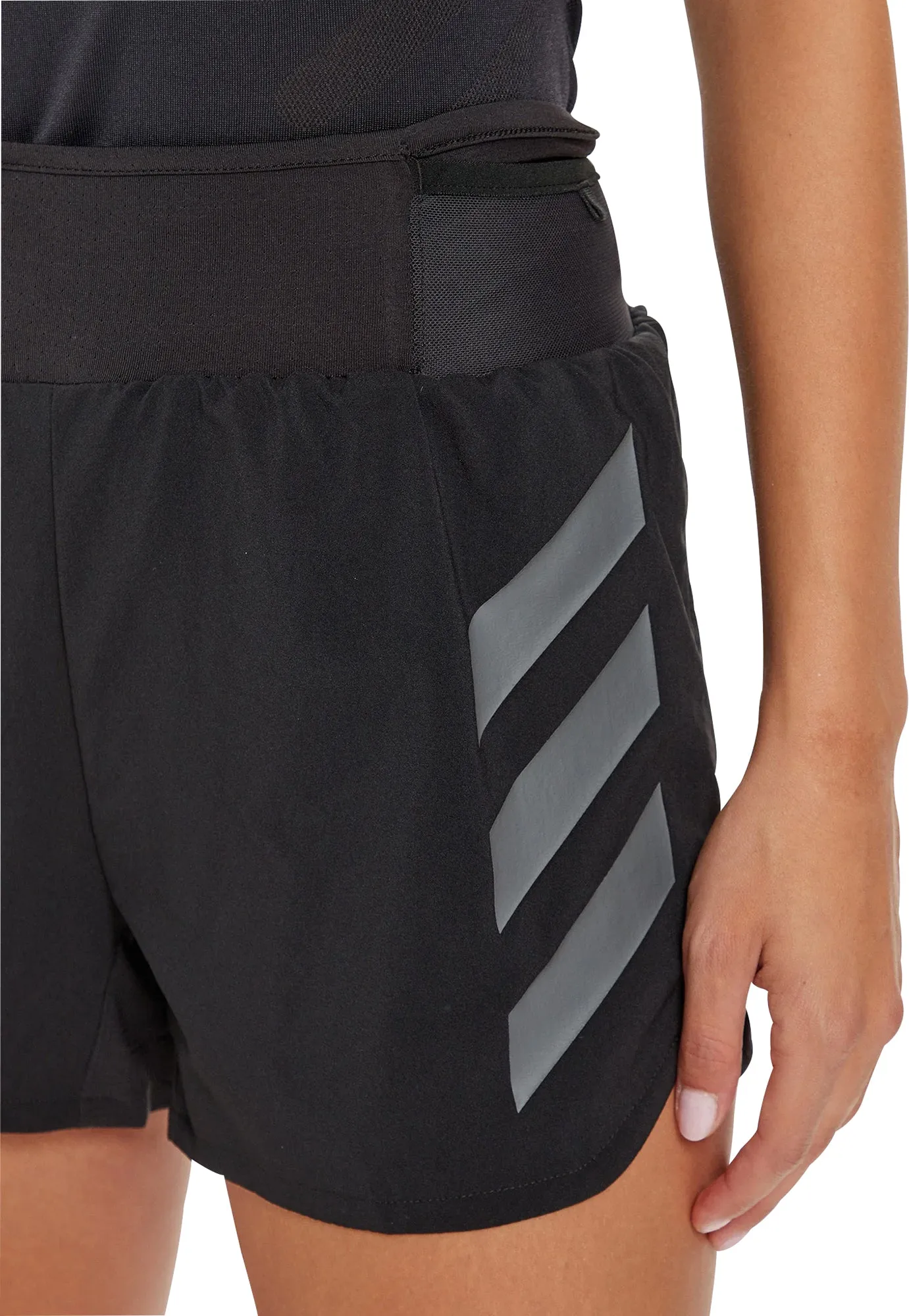 adidas Terrex Agravic 3 Inch Womens Running Shorts - Black Tactile Feedback Loops Double Layered Panels