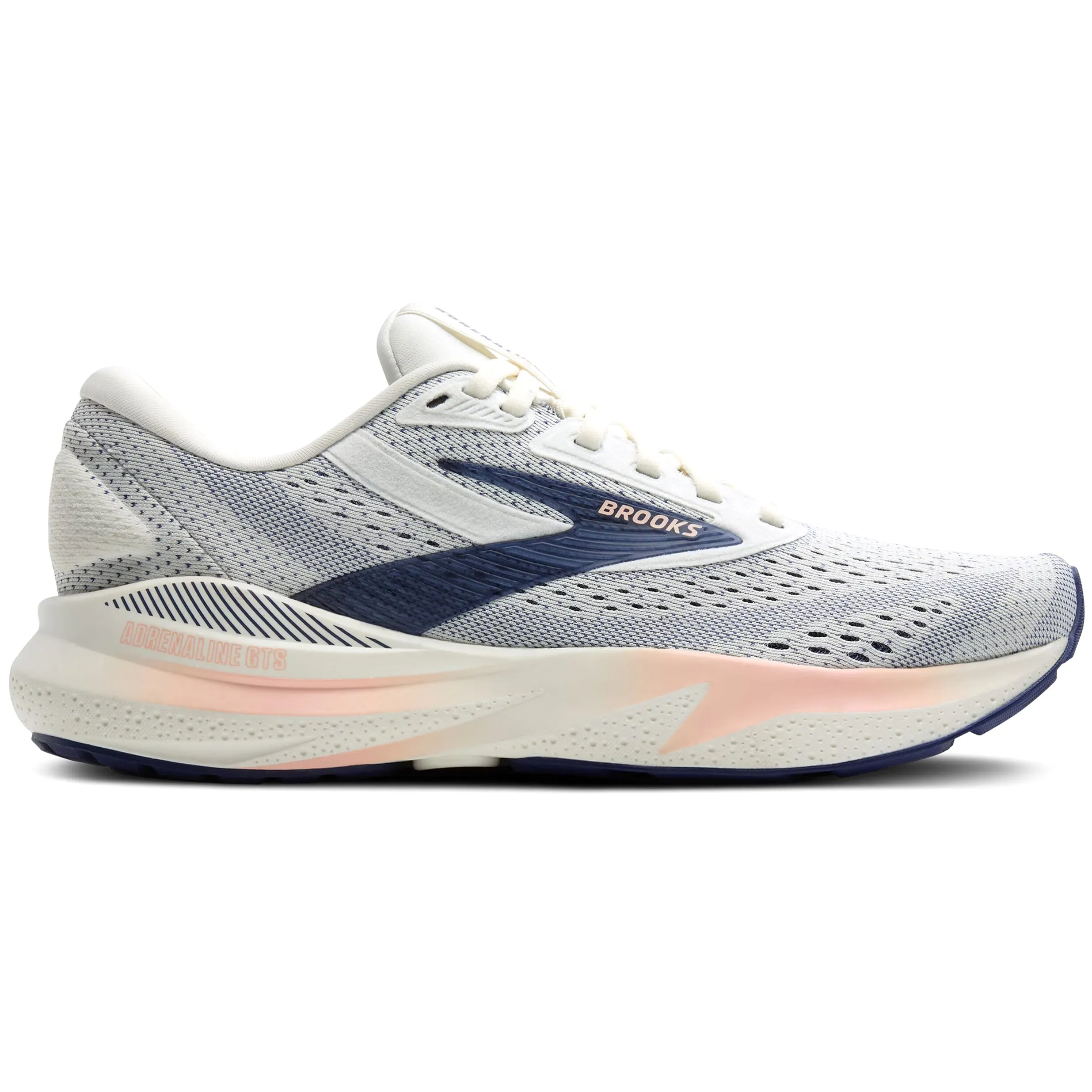 Brooks Women's Adrenaline GTS 24 Wide Fit Running Shoes Grey / Blue Ribbon / Peach Enhanced Airflow Design