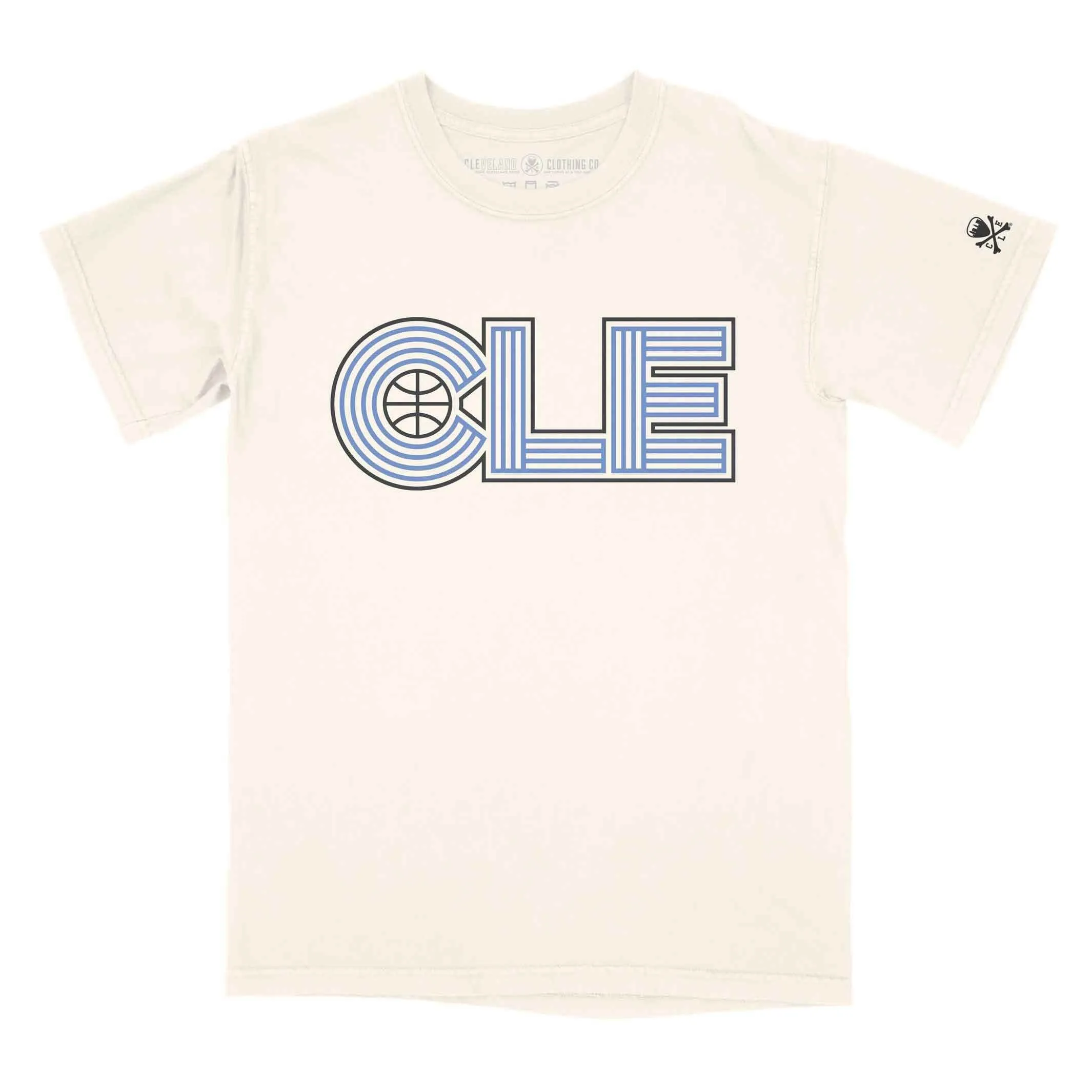 CLE Basketball City - Mens/Unisex Crew T-Shirt - Ivory MultipurposeCuffs