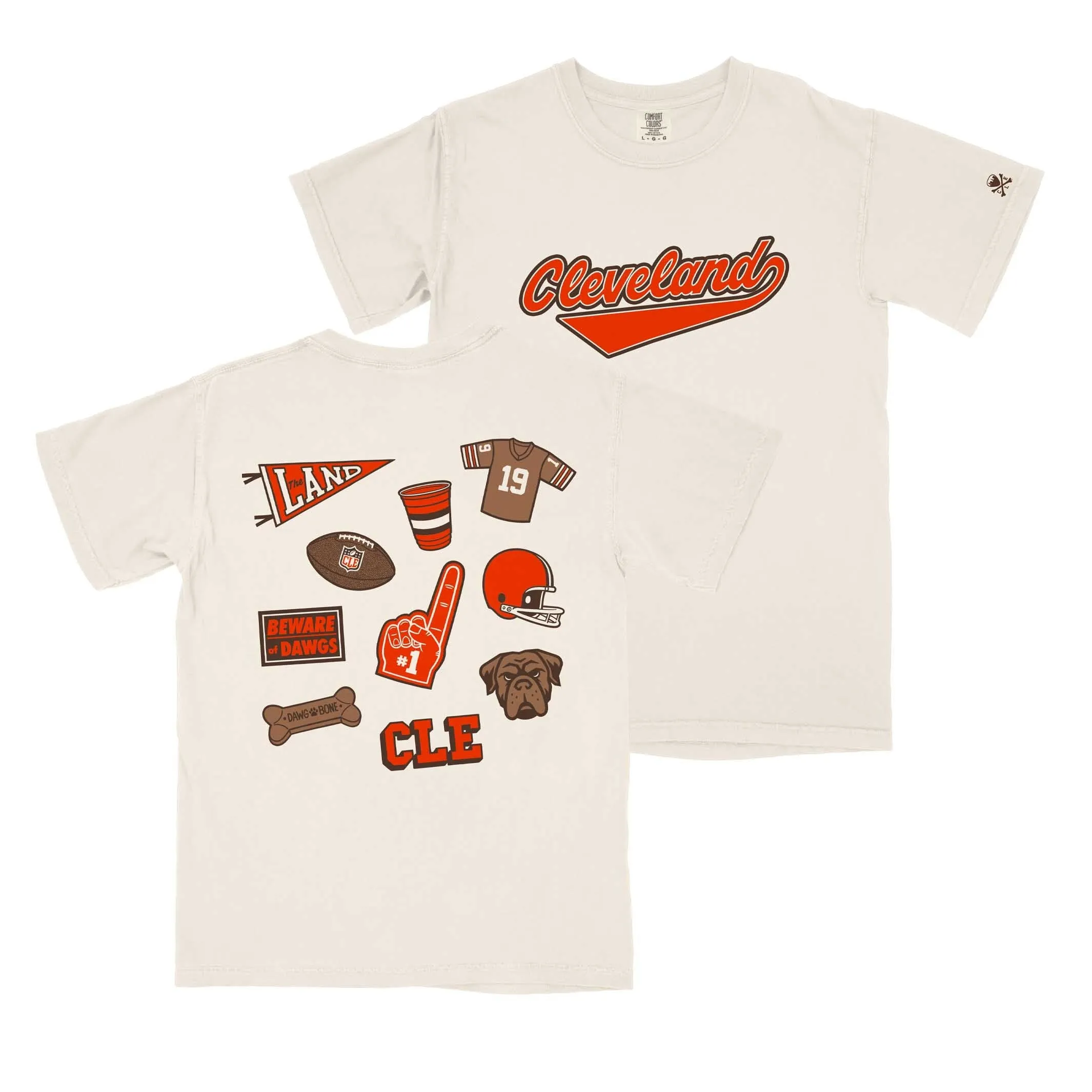 Versatile Wearable Office Attire Cleveland Football Patches - Mens/Unisex Crew T-shirt - Ivory