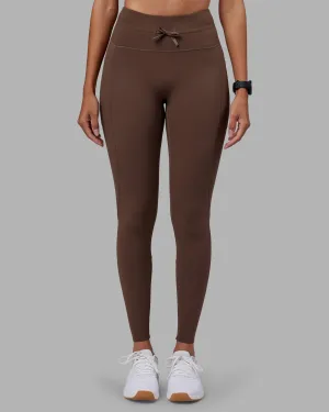 Luxury Choice Mountain Hike Effortless Drawstring Ultra High-Rise Full Length Legging Pockets - Chocolate Martini