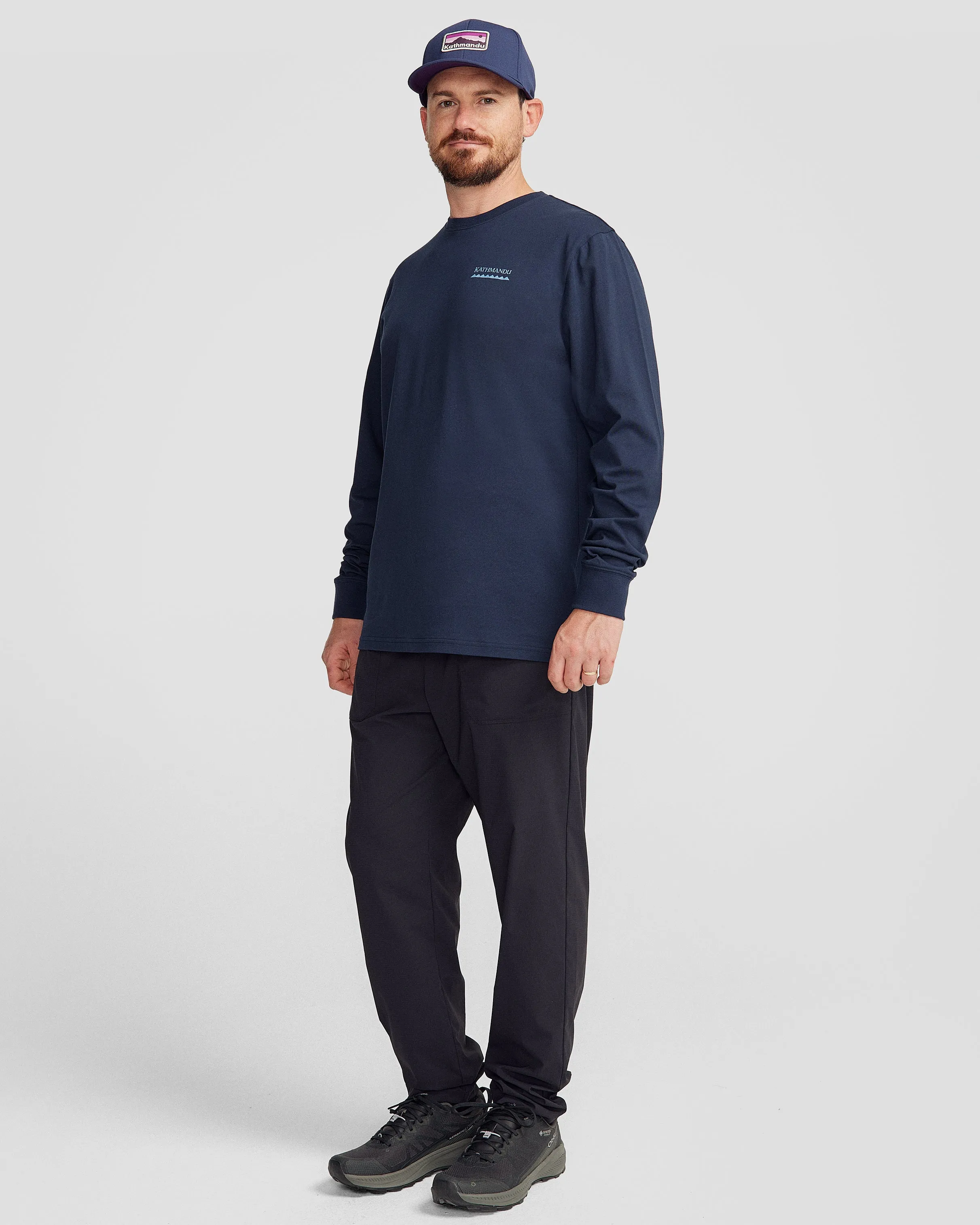 Men's Heritage Logo Organic Cotton L/S Tee - Pure Navy Comfort Flex Cool and Relaxed