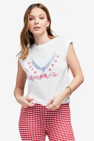 Wide Neck Opening Sporty Chic Beer & BBQ Anabelle Tank | Clean White